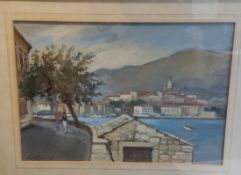 Bert Roffey, 20th century, Korzula, Yugoslavia, signed, label to verso, watercolour, 28cm x 40cm