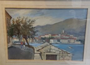 Bert Roffey, 20th century, Korzula, Yugoslavia, signed, label to verso, watercolour, 28cm x 40cm