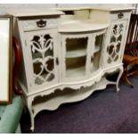 Please See Both Images - Two turn of the century pier cabinets, one painted white with a bowed glass