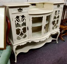 Please See Both Images - Two turn of the century pier cabinets, one painted white with a bowed glass