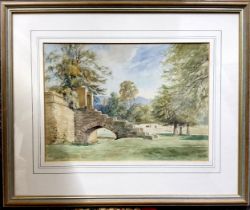 Local Interest - an original watercolour of Queen Mary's Bower on the Chatsworth Estate, Derbyshire,