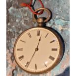A Victorian silver open faced pocket watch, Roman numerals, the back engraved and chased, Birmingham