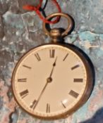 A Victorian silver open faced pocket watch, Roman numerals, the back engraved and chased, Birmingham