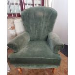 A Parker Knoll fan back side chair, turned legs