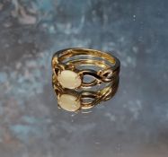 A 9ct gold ring claw set with an oval opal, size N, hallmarked, 2.52g