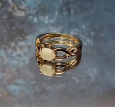 A 9ct gold ring claw set with an oval opal, size N, hallmarked, 2.52g