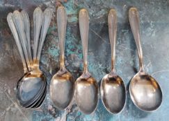 World War II - five German table spoons spoons, each stamped with Third Reich Nazi Swastika;  others