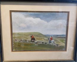 E**C**Goff, The South Down Hunt, inscribed to verso, dated 1939, oil, 17.5cm x 24cm