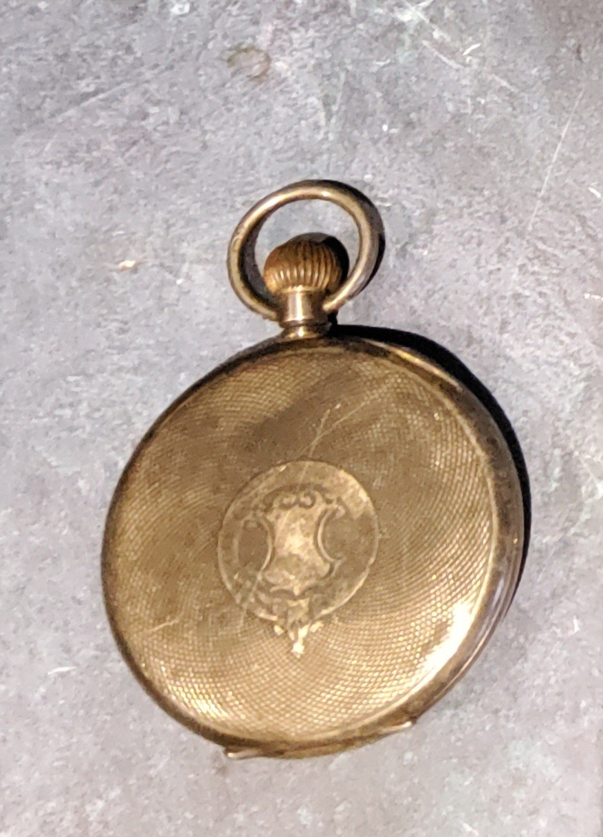 A continental  silver open faced pocket watch, Roman numerals, subsidiary seconds dial, the back - Image 2 of 2