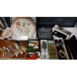 Arthur Price and other flatware - cake forks, cake slice, pickle fork, etc;  table place mats;  etc