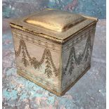 A Victorian silverplated table wafer box, chased and engraved with swags and foliate decoration, the