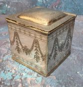 A Victorian silverplated table wafer box, chased and engraved with swags and foliate decoration, the