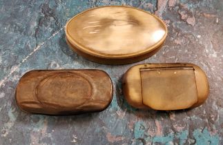 A 19th century horn oval snuff box, 6.5cm wide, c.1880;  others (3)