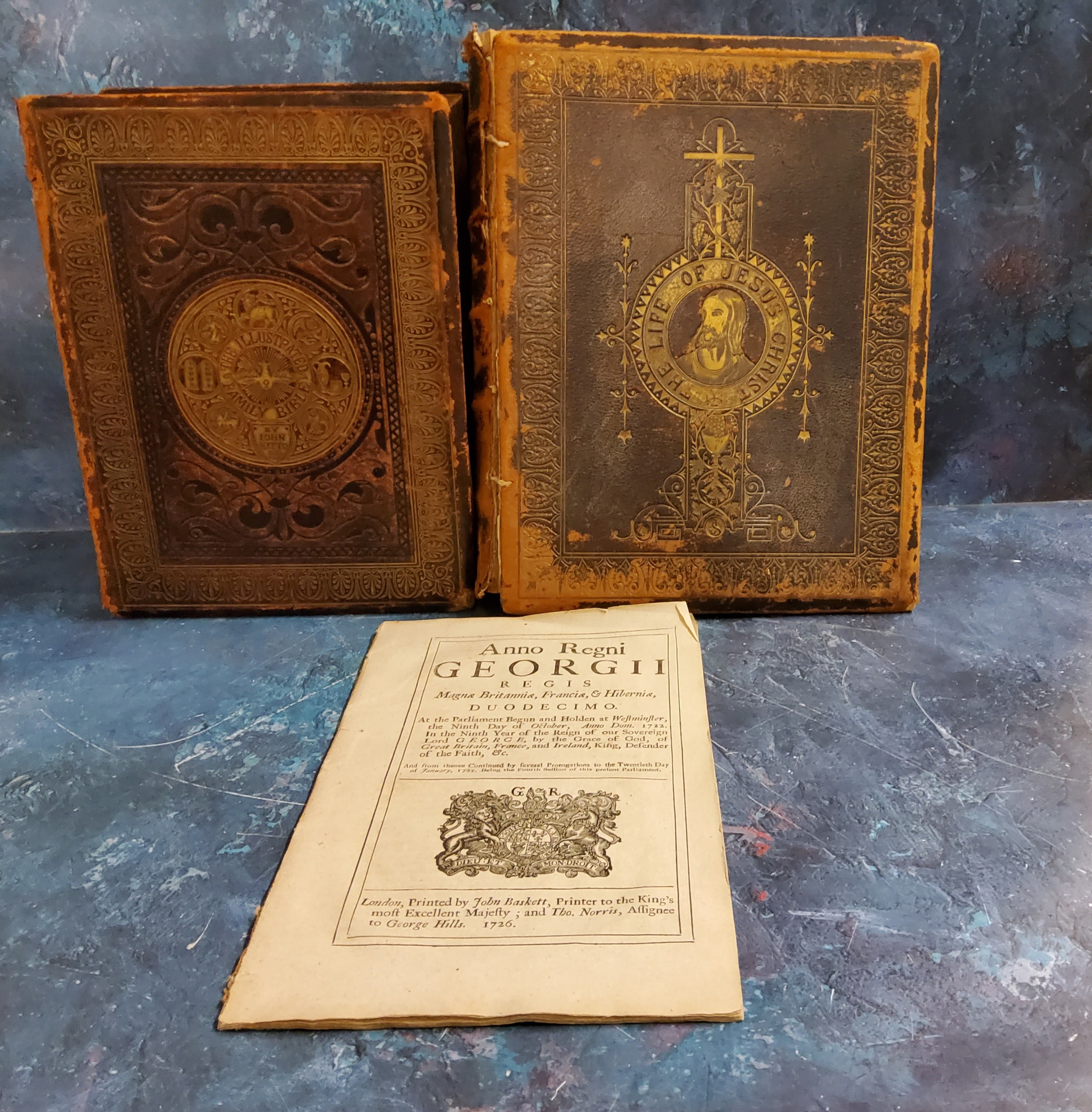 John Kitto, "The Illustrated Family Bible", published James Sangster & Co., leather-bound, c.
