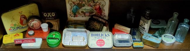 Advertisement - Fry's miniature cocoa advertising tin, Horlicks tablets with original contents, oxo,