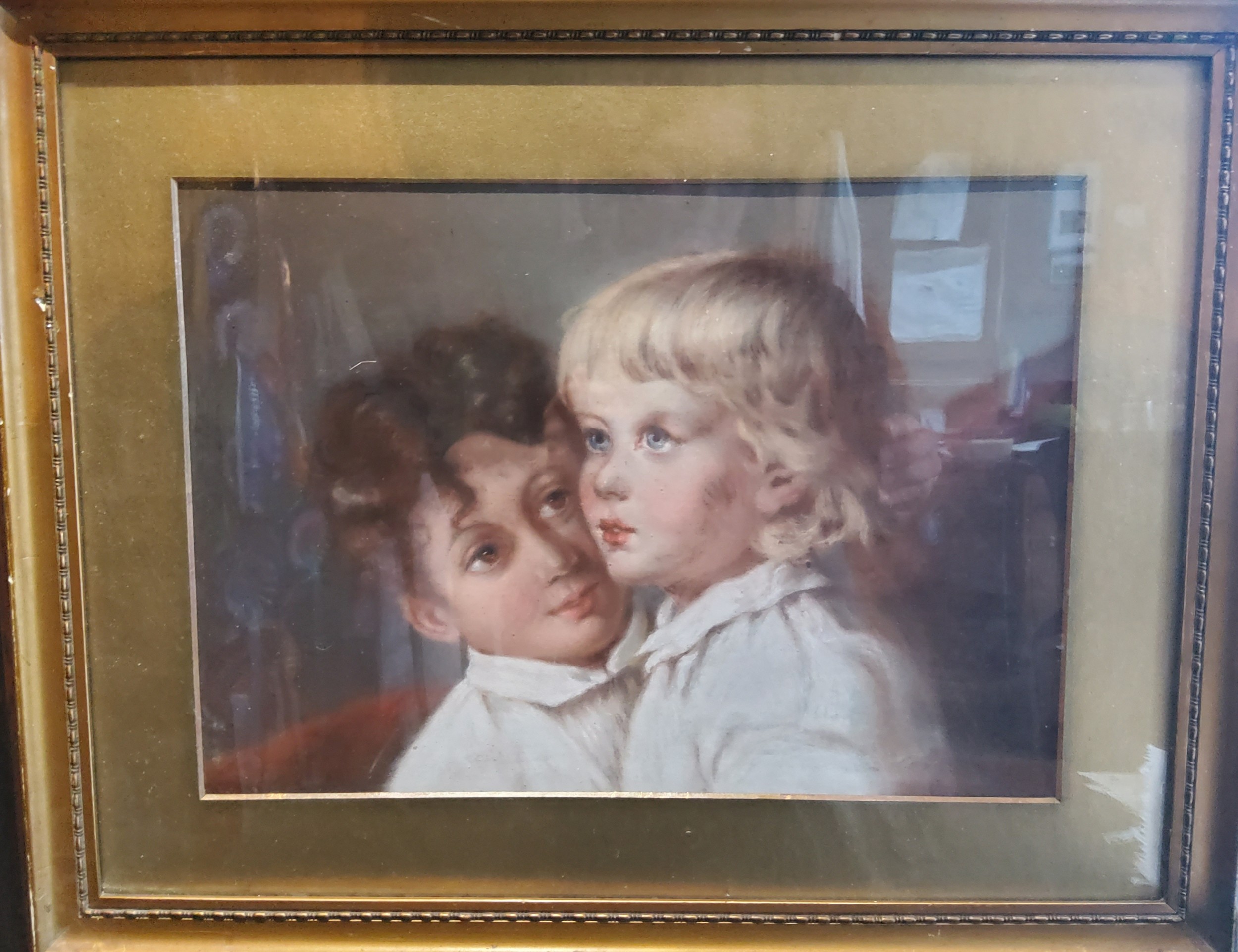 English School, 19th century, Two Children, pastel, 26cm x 37cm