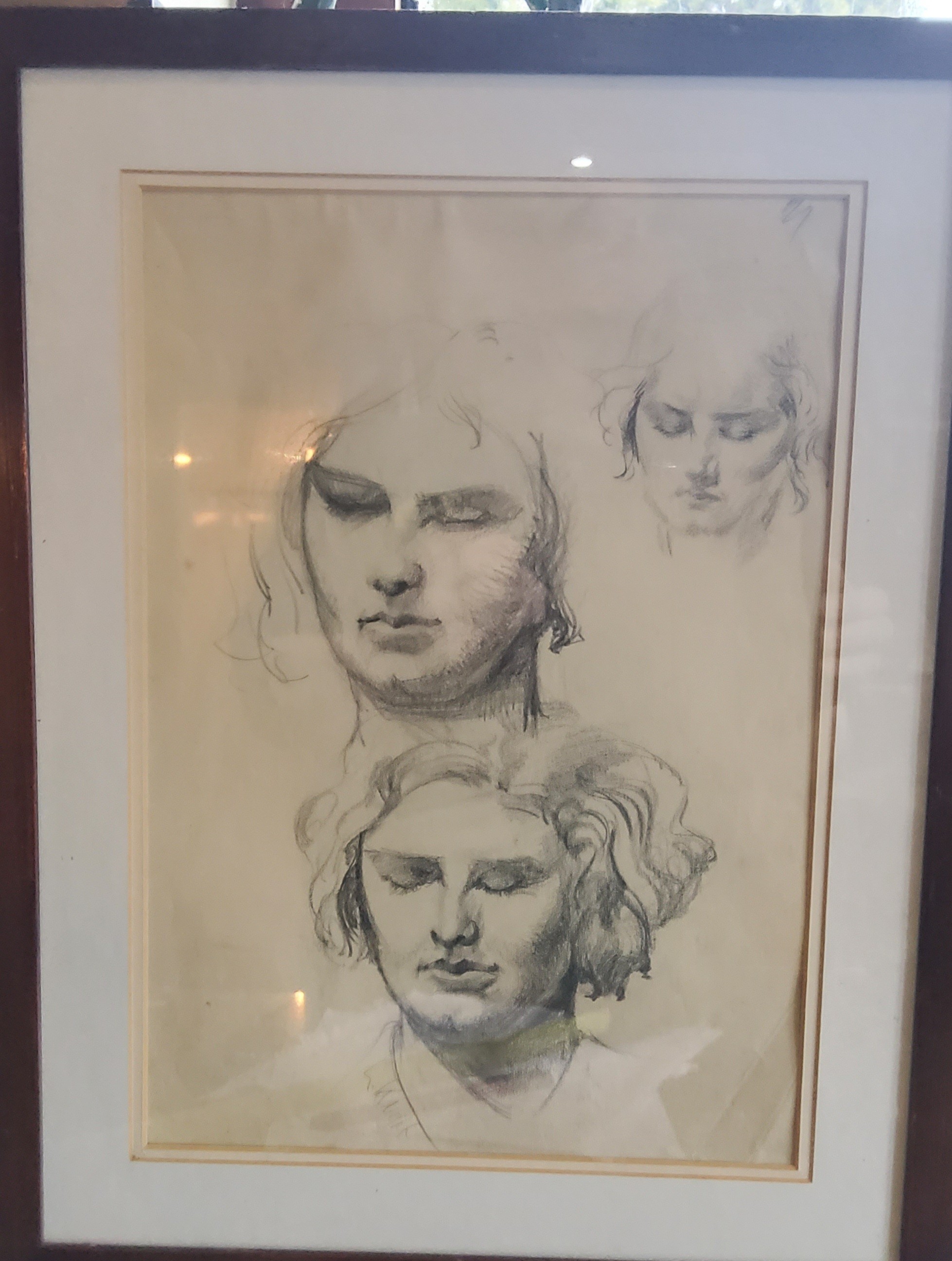 In the manner of Laura Knight, Study of Three Heads, pencil, signed, 34cm x 24cm