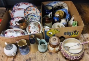 Ceramics - Spode Italian pattern shaped square dish;  other blue and white;  Denby mugs;  Booths