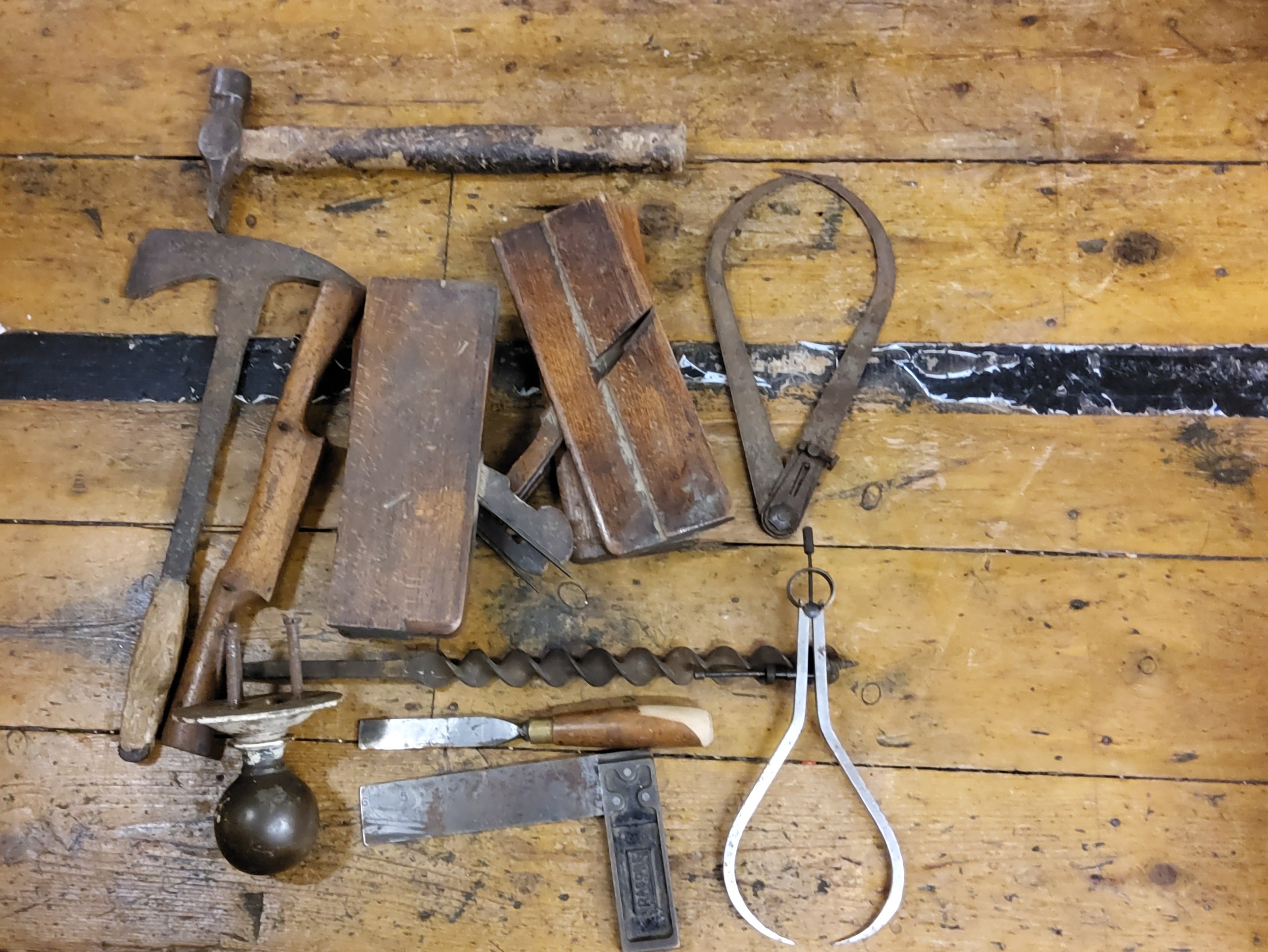 Wood Working Tools - planes, hammer, Rabone angle;  brass handle;  etc - Image 2 of 2