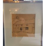 After L. S. Lowry, Cottage, bears signature, pen and ink, 18cm x 17cm