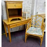 An Ellis furniture oak dressing table, faux bamboo bordered drawers; a Chinese Chippendale style