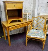 An Ellis furniture oak dressing table, faux bamboo bordered drawers; a Chinese Chippendale style