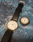 A 9ct gold B Place D'or presentation watch, quartz movement, white dial, Roman numerals, date