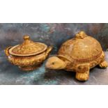 A modern Japanese satsuma type novelty tureen and cover, in the form of a turtle, 42cm long;