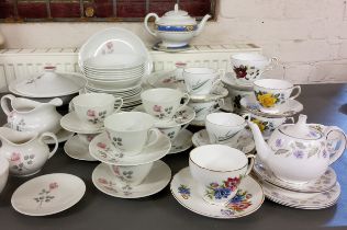 A Royal Doulton Pillar Rose tea and dinner service, for six;  a Royal Adderley Charmaine pattern