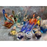 Paperweights - various bubble inclusions;  fish, birds, glass shoes, etc