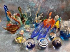 Paperweights - various bubble inclusions;  fish, birds, glass shoes, etc