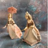 A Lladro figure, Jolie, with parasol,  printed mark, no. 5210;  another, Angela, with parasol,