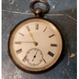 A Victorian silver open faced pocket watch, Roman numerals, subsidiary seconds dial, Birmingham 1890