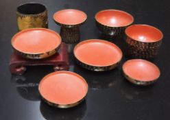 Dolls Accessories - Victorian papier mache 'Oriental' pedestal bowls, various sizes;  etc