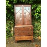 A George III mahogany secretaire, from the Hassop Hall Estate