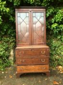 A George III mahogany secretaire, from the Hassop Hall Estate