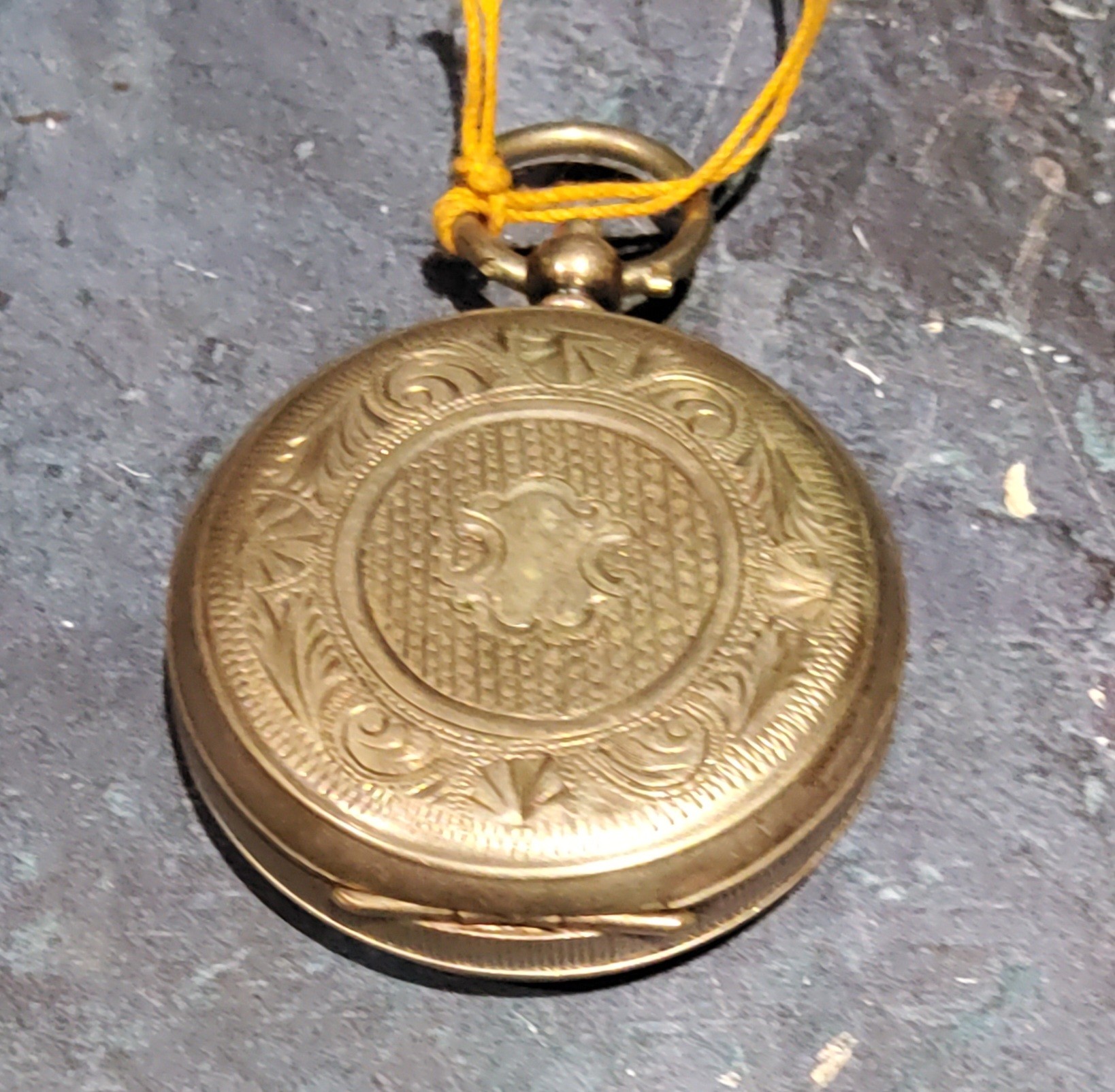 A continental  silver open faced pocket watch, Roman numerals, green enamelled dial, the back - Image 2 of 2