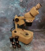 A mid 20th century binocular microscope,  by Vickers Instruments, York, no.172693