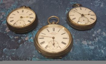 A late Victorian siler open faced pocket watch, the movement signed A Holleyhead, Sheffield no.
