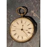 A Victorian silver open faced pocket watch, Roman numerals, central seconds hand, the back