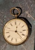 A Victorian silver open faced pocket watch, Roman numerals, central seconds hand, the back
