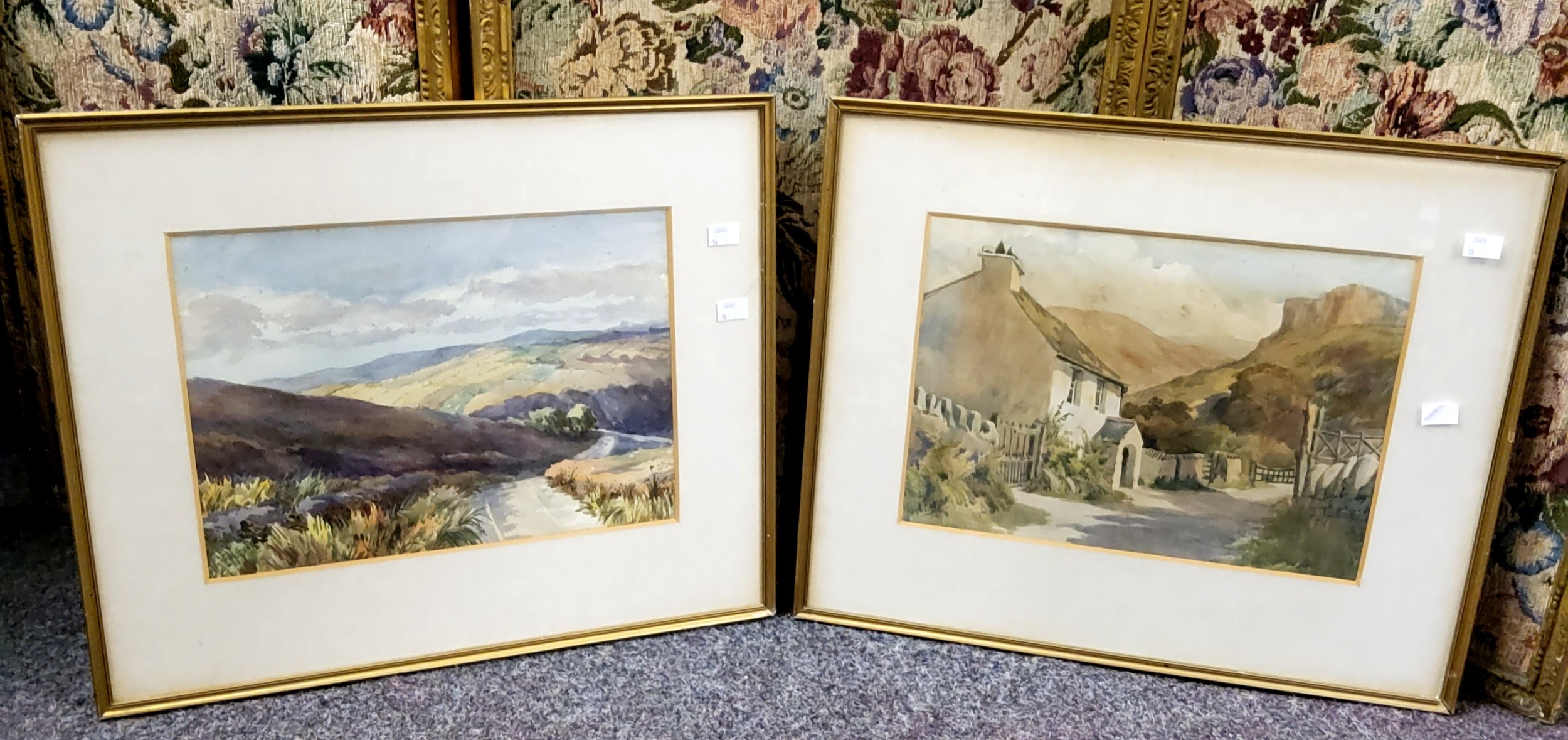 E** Hobson, early 20th century, A near pair, Broomhead Moor and Stone Thwaite, signed, watercolours, - Image 3 of 3