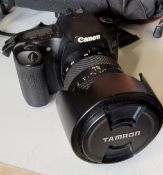 A Canon EOS 30D Digital SLR Camera, with Tamron Tokina BH-776 lens;  case;  stand'  etc