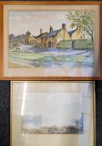 Peter Rouse, Hare and Hounds, signed, dated 1986, watercolour, 35cm x 53cm;  Heaton Copper, after,