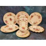A Royal Crown Derby Posies pattern bread and butter plate, moulded border,  25cm diam, printed