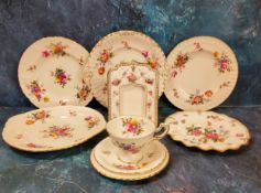 A Royal Crown Derby Posies pattern bread and butter plate, moulded border,  25cm diam, printed