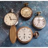 A gold plated full hunter pocket watch, Roman numerals, subsidiary seconds dial;  a French World War