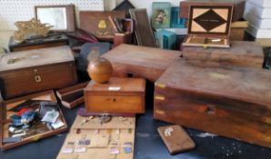 Boxes and Objects - Victorian and later boxes, includign string box, tea caddy, writing boxes,