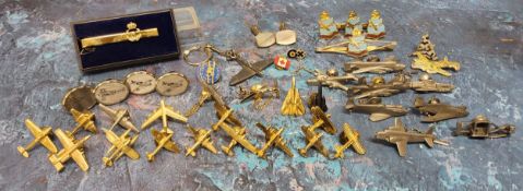 Clivedon Collection gold plated pin badges including A-10 Tankbuster, B-52 Stratofortress,