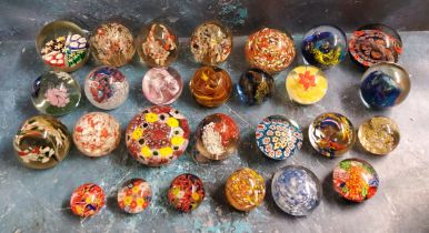 Paperweights - domed and cone, millefiori inclusions, 20th century